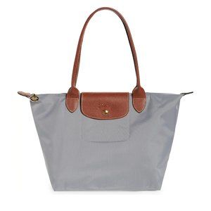 LONGCHAMP Le Pliage Small/Medium Nylon Shoulder Tote GRAY 100% AUTHENTIC